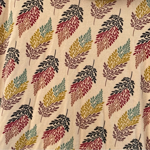 Effie’s Heart Cowl Neck Pima Cotton Tunic Pockets Leaf Pattern Long Shirt Retro - Picture 4 of 14